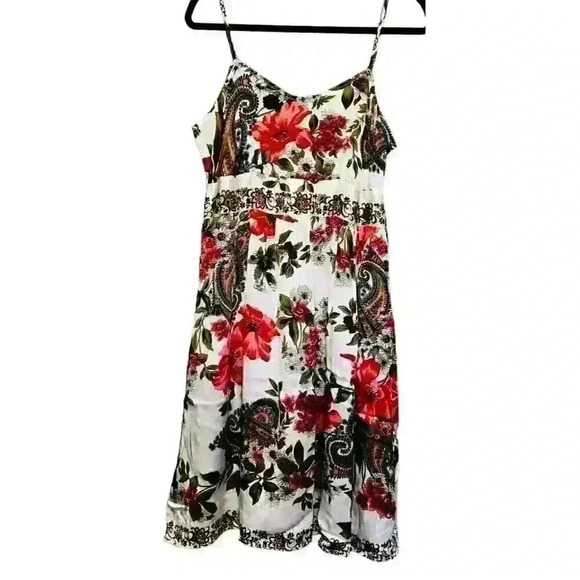 YASB Sz M 100% Silk Boho Floral Paisley Print Lightweight Party‎ Wedding Guest - Picture 1 of 16